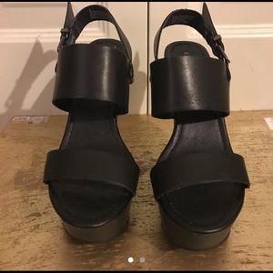 Black Express leather wedge